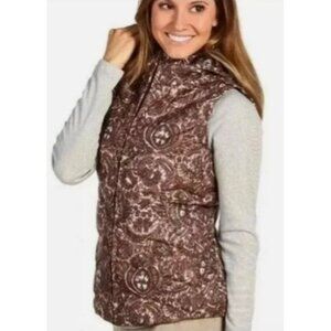 Patagonia Women’s W’s Down With It Vest Goose Down Puffer S‎ Brown Zip Up Hood
